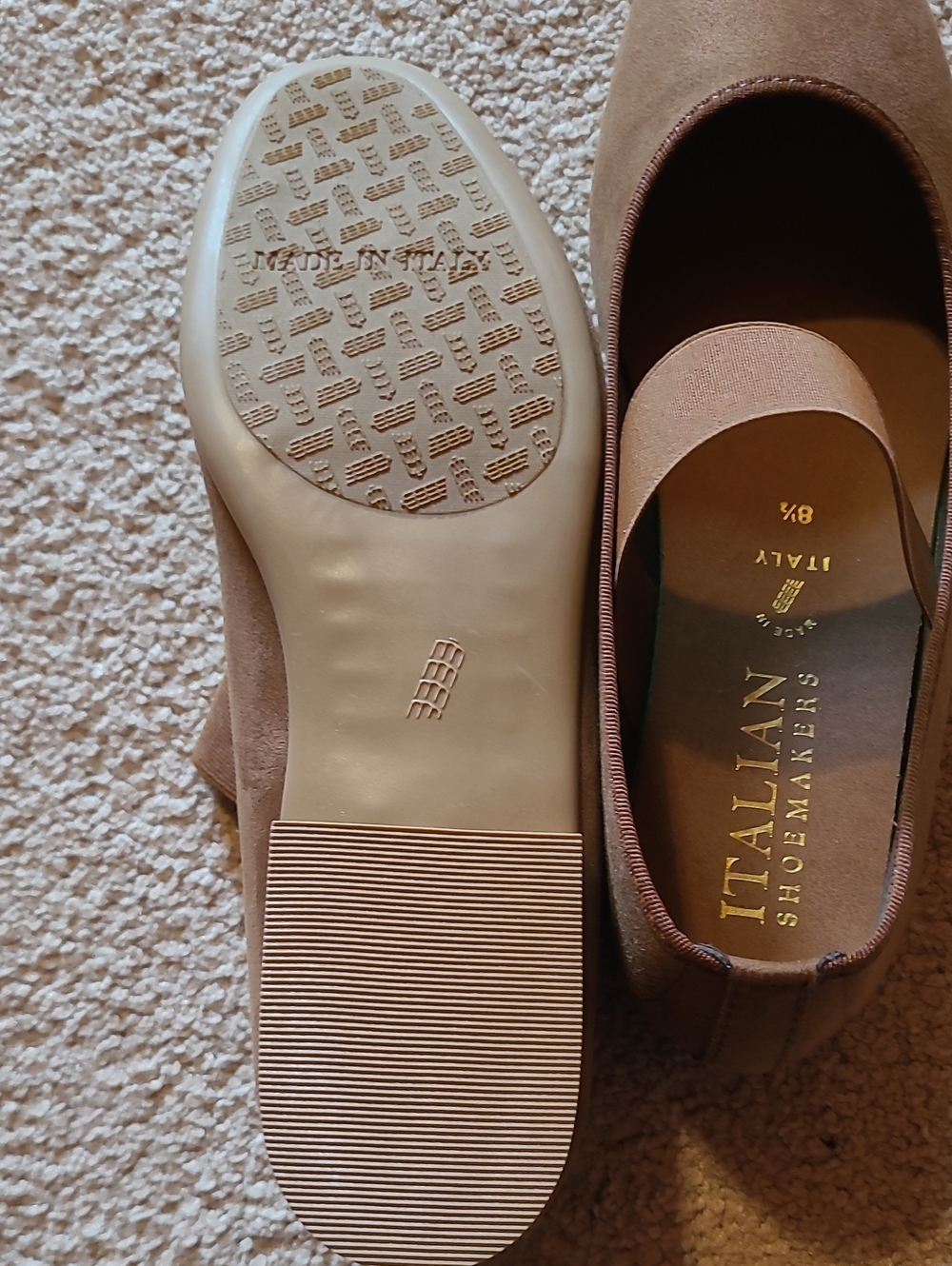 Italian Shoemakers Brown Tan Elastic-Strap Ballet Flats - Picture 2 of 3